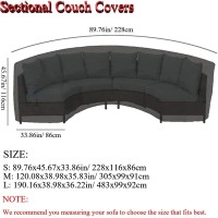 Patio Sectional Curved Sofa Protector Cover Skyour Waterproof Heavy Duty 420D Oxford Outdoor Sectional Curved Couch Sofa Covers With Windproof Reinforced Buckles Black (L: 190.16X38.98X36.22In)