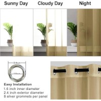 Hiasan Sheer Curtains For Bedroom With Tiebacks Lightweight Airy Breathable Voile Drapes Light Filtering Grommet Window Curtain