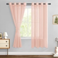 Hiasan Sheer Curtains For Bedroom With Tiebacks Lightweight Airy Breathable Voile Drapes Light Filtering Grommet Window Curtain