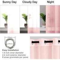 Hiasan Sheer Curtains For Bedroom With Tiebacks Lightweight Airy Breathable Voile Drapes Light Filtering Grommet Window Curtain