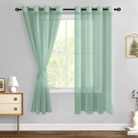 Hiasan Sheer Curtains For Bedroom With Tiebacks Lightweight Voile Drapes Light Filtering Grommet Window Curtains For Living Roo