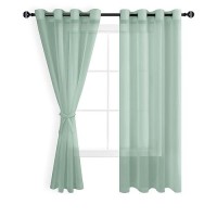 Hiasan Sheer Curtains For Bedroom With Tiebacks Lightweight Voile Drapes Light Filtering Grommet Window Curtains For Living Roo