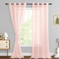 Hiasan Sheer Curtains 96 Inches Long With Tiebacks Lightweight And Light Filtering Voile Drapes Extra Long Grommet Window Curta