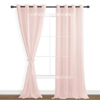 Hiasan Sheer Curtains 96 Inches Long With Tiebacks Lightweight And Light Filtering Voile Drapes Extra Long Grommet Window Curta