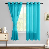 Hiasan Sheer Curtains For Bedroom With Tiebacks Lightweight Airy Breathable Voile Drapes Light Filtering Grommet Window Curtain