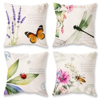Onway Decorative Throw Pillow Covers 16X16 Inches Set Of 4 Summer Spring Garden Farmhouse Decor Cushion Cases For Porch Couch Sofa Bench Patio Furniture