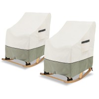 Lsongsky Patio Rocking Chair Cover 2-Pack,Rocking Chair Covers For Outdoor Furniture, 27.5W X 32.5D X 39H Inch,Rocking Chair Covers Waterproof,White&Grayish Green