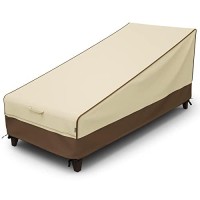 Mr. Cover Waterproof Outdoor Chaise Lounge Covers For 77-80 Inch Patio Lounge Chairs, Sturdy 600D Polyester & Double-Stitched Seams, Brown & Khaki