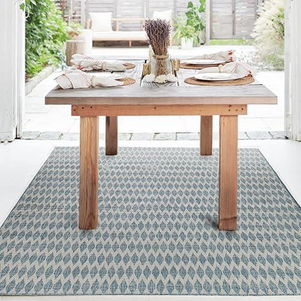 Fh Home Flat Woven Outdoor Rug Waterproof Easy To Clean Stain Resistant Premium Polypropylene Yarn Geometric Patio De