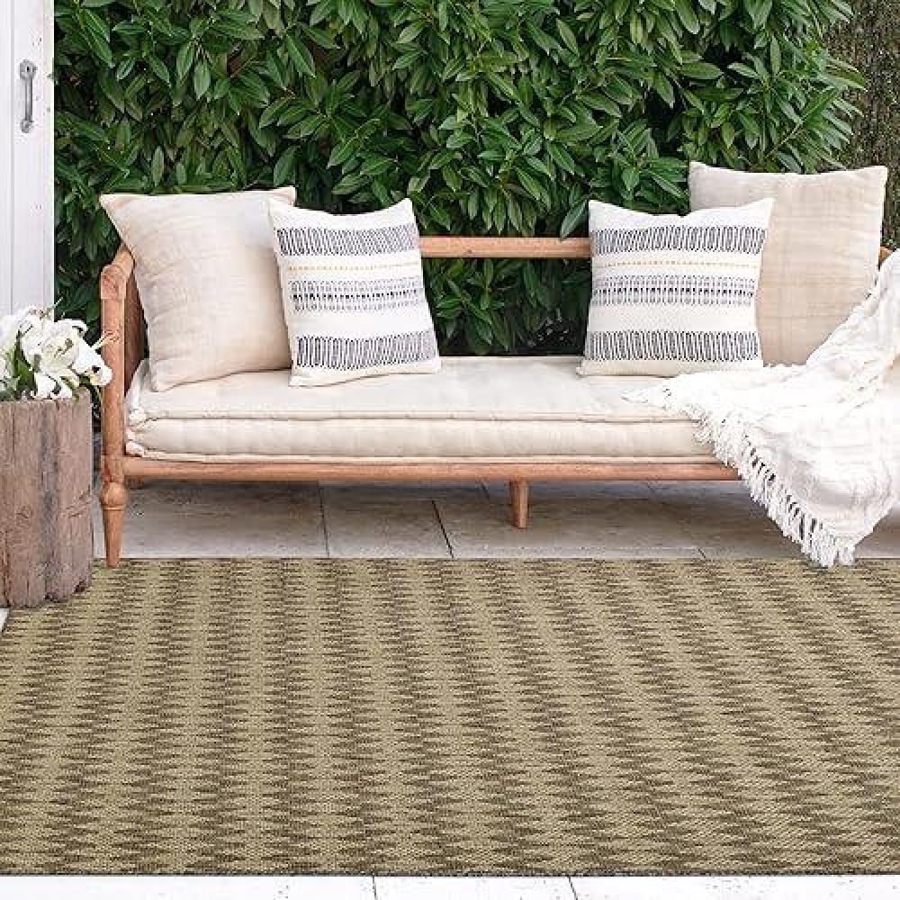 Fh Home Flat Woven Outdoor Rug Waterproof Easy To Clean Stain Resistant Premium Polypropylene Yarn Geometric Porch De