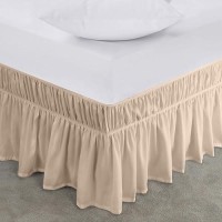 Utopia Bedding Queen Elastic Bed Ruffle Easy Wrap Around Ruffle Microfiber Bed Skirt With Adjustable Elastic Belt 16 Inch Ta