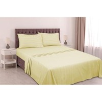 Royale Linens Striped Bed Sheet Set Brushed Microfiber 1800 Bedding 1 Fitted Sheet 1 Flat Sheet 1 Pillowcase Wrinkle Res