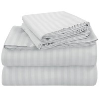 Royale Linens Striped Bed Sheet Set Brushed Microfiber 1800 Bedding 1 Fitted Sheet 1 Flat Sheet 1 Pillowcase Wrinkle Res