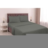 Royale Linens Striped Bed Sheet Set Brushed Microfiber 1800 Bedding 1 Fitted Sheet 1 Flat Sheet 1 Pillowcase Wrinkle Res