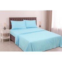 Royale Linen Striped Bed Sheet Set Brushed Microfiber 1800 Bedding 1 Fitted Sheet 1 Flat Sheet 2 Pillowcase 4 Piece Damask