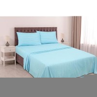 Royale Linen Striped Bed Sheet Set Brushed Microfiber 1800 Bedding 1 Fitted Sheet 1 Flat Sheet 2 Pillowcase Wrinkle Fa