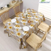 Liberecoo Vinyl Tablecloth Flannel Backed Stainresistant Pvc Table Cloth Waterproof Oilproof Wipeable Indooroutdoor Picnic B