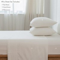 Moomee Bedding Sheet Set 100 Washed Cotton Linen Like Textured Breathable Durable Soft Comfy Off White King