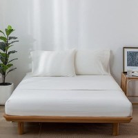 Moomee Bedding Sheet Set 100 Washed Cotton Linen Like Textured Breathable Durable Soft Comfy Off White King