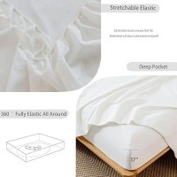 Moomee Bedding Sheet Set 100 Washed Cotton Linen Like Textured Breathable Durable Soft Comfy Off White King