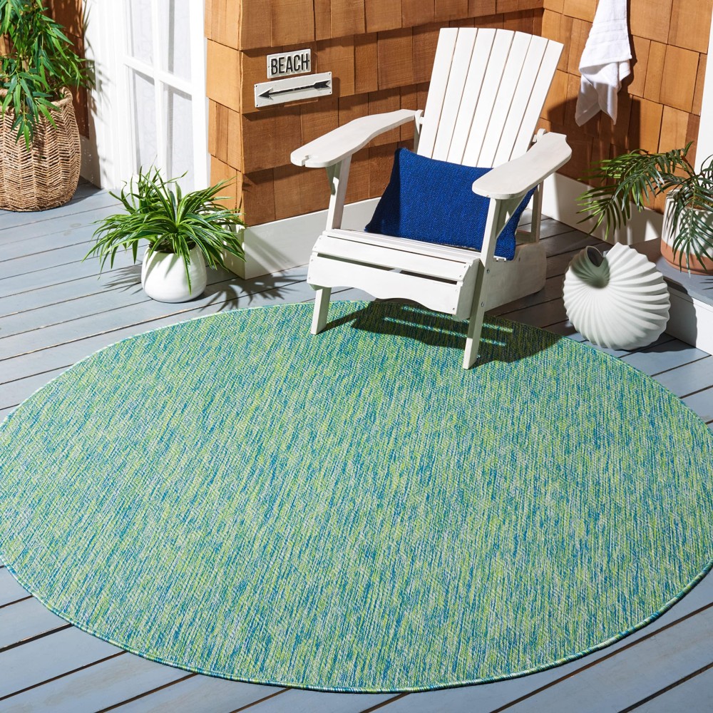 Safavieh Courtyard Collection 67 Round Greenblue Cy8521 Indoor Outside Waterproof Easy Cleansingpatio Backyard Mudroom Area Mat