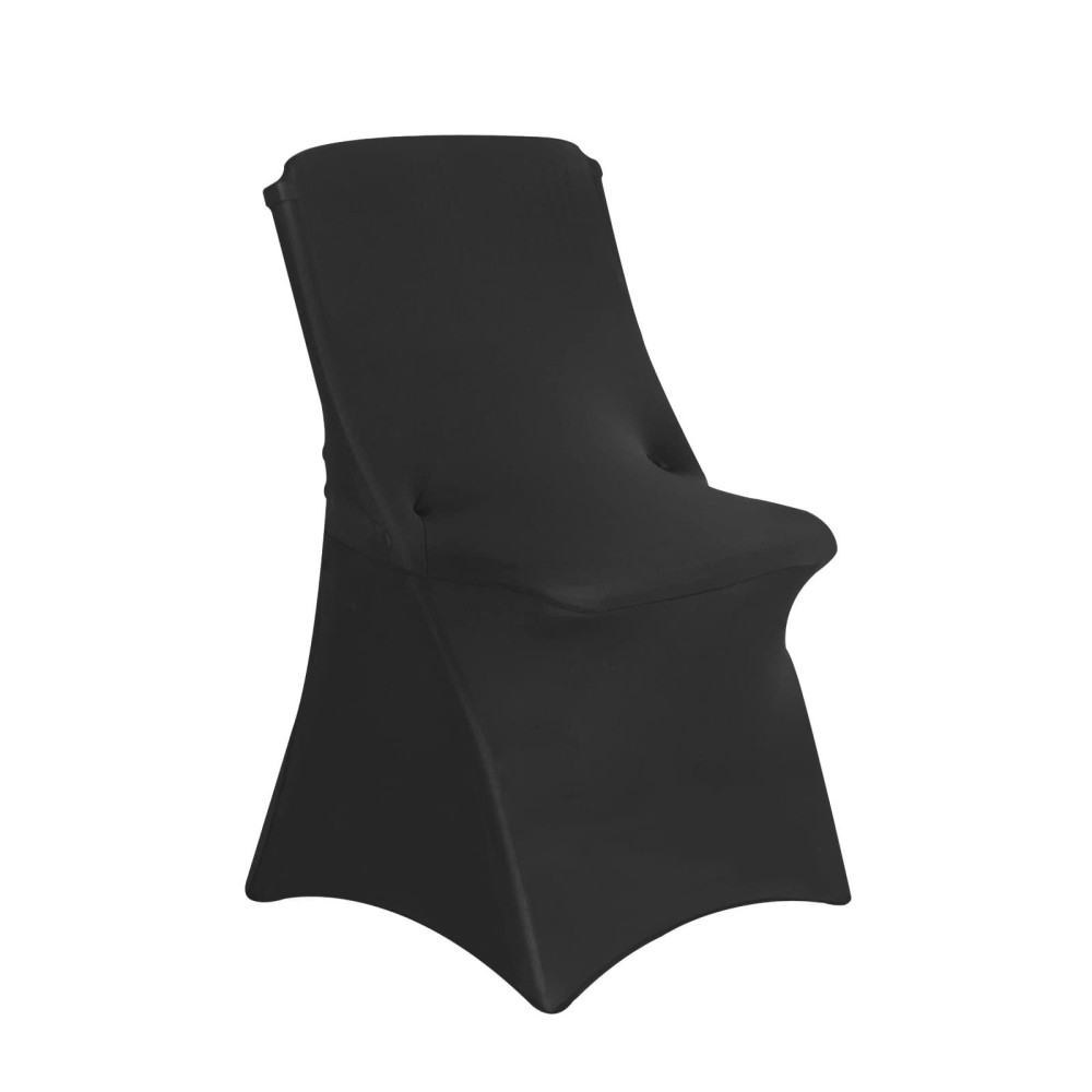 Azon Black 10Pcs Stretch Folding Spandex Chair Covers For Banquets, Weddings, Party And Celebration