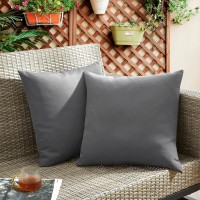 Puredown? Outdoor Waterproof Throw Pillows, 26 X 26 Inch Feathers And Down Filled Decorative Square Pillows For Garden Patio Bench, Pack Of 2, Dark Grey
