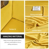 Niluoh Wingback Chair Slipcovers, Thick Coral Velvet Wing Chair Covers Sofa Slipcover Wing Back Armchair Cover Furniture Protector For Living Room Keep Warm In Winter,Yellow