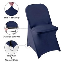 Howhic Folding Chair Covers For Party 12Pcs  Navy Universal Spandex Chair Covers For Folding Chairs  Stretchy Fitted Chair Covers For Wedding  Party  Banquet  Conference (12Pcs  Navy)