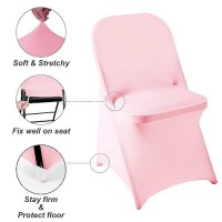 Howhic Folding Chair Covers For Party 12Pcs  Pink Universal Spandex Chair Covers For Folding Chairs  Stretchy Fitted Chair Covers For Wedding  Party  Banquet  Conference (12Pcs  Pink)