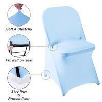 Howhic Folding Chair Covers For Party 12Pcs  Blue Mist Universal Spandex Chair Covers For Folding Chairs  Stretchy Fitted Chair Covers For Wedding  Party  Banquet  Conference (12Pcs  Blue Mist)