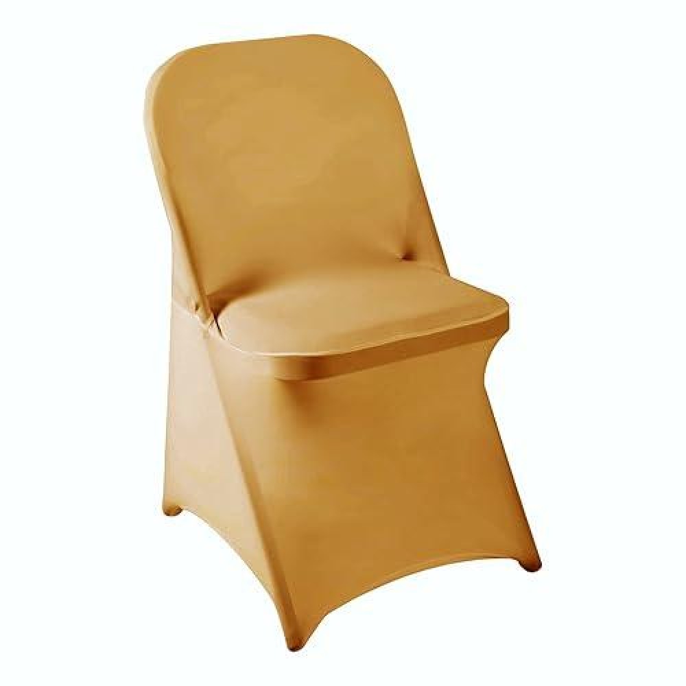 Howhic Folding Chair Covers For Party 12Pcs  Gold Universal Spandex Chair Covers For Folding Chairs  Stretchy Fitted Chair Covers For Wedding  Party  Banquet  Conference (12Pcs  Gold)