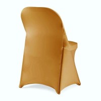 Howhic Folding Chair Covers For Party 12Pcs  Gold Universal Spandex Chair Covers For Folding Chairs  Stretchy Fitted Chair Covers For Wedding  Party  Banquet  Conference (12Pcs  Gold)