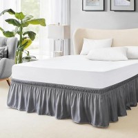 Freshculture Full Bed Skirt Elastic Wrap Around Bed Skirt Full Bed Easy Fit With 15Inch Tailored Drop Hotel Quality Dust Ruf