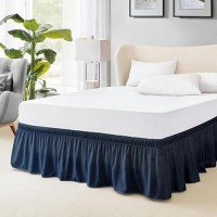 Freshculture Full Bed Skirt Elastic Wrap Around Bed Skirt Full Bed Easy Fit With 15Inch Tailored Drop Hotel Quality Dust Ruf