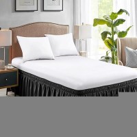 Freshculture Full Bed Skirt Elastic Wrap Around Bed Skirt Full Bed Easy Fit With 15Inch Tailored Drop Hotel Quality Dust Ruf