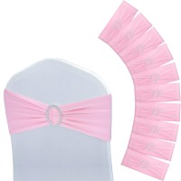 80 Pieces Chair Sashes Chair Bows Stretch Chair Sashes Spandex Chair Cover Band With Buckle For Wedding Hotel Banquet Birthday Party Home Decorations (Pink)