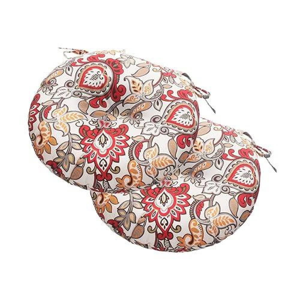 Magpie Fabrics Outdoor Round Bistro Seat Cushions With Ties Fluffy Tufted Patio Chair Pads 15X15X4 Set Of 2 Waterproof Fl