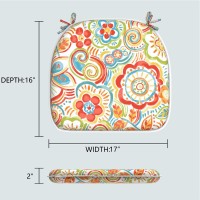 Lvtxiii Indoor/Outdoor Chair Cushions Seat Cushions With Ties, Patio Chair Pads D16Xw17 Inch For Patio Furniture Garden Home Office Decoration 2 Pack, Flower Multi