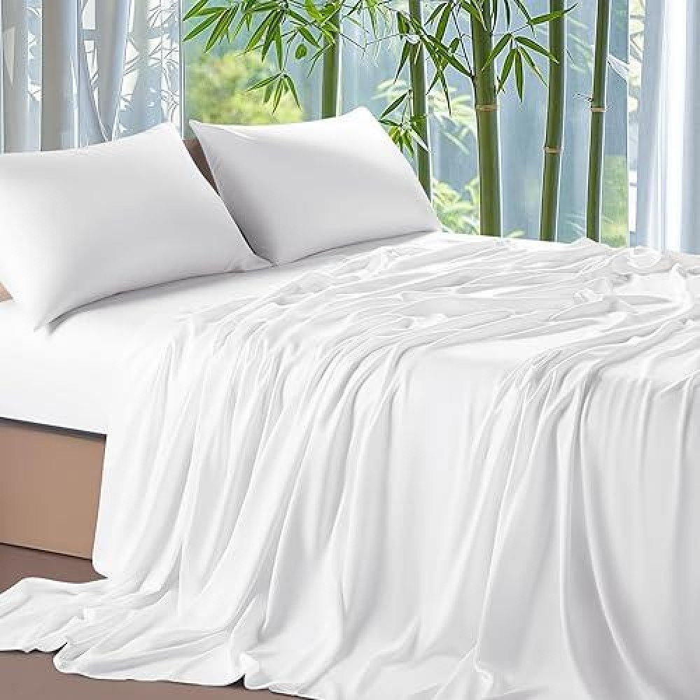 Shilucheng 100 Viscose Derived From Bamboo Sheets Cal King Size 4Pcs Ultra Cooling Silky Soft Bed Sheets 16 Deep Pocket