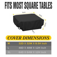 Selugove Square Patio Table Cover Waterproof, Sun-Proof, Dustproof, Non-Fading Black Thick, Suitable For 32-Inch Outdoor Square Table