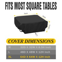 Selugove Square Patio Table Cover Waterproof, Sun-Proof, Dustproof, Non-Fading Black Thick, Suitable For 64-Inch Outdoor Square Table