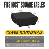 Selugove Square Patio Table Cover Waterproof, Sun-Proof, Dustproof, Non-Fading Black Thick, Suitable For 48-Inch Outdoor Square Table