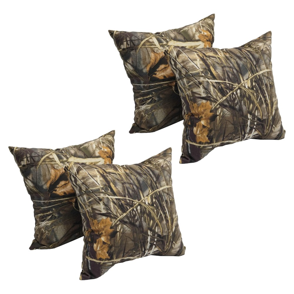 Blazing Needles Square Printed Throw Pillow 17 All Weather Forest 4 Count