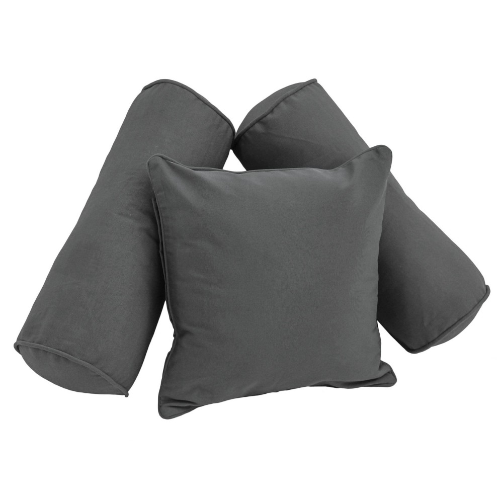 Blazing Needles Corded Twill Throw Pillow Set Steel Grey 3 Count