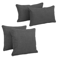 Blazing Needles Indoor/Outdoor Corded Throw Pillow Set, Cool Gray 4 Count