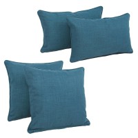 Blazing Needles Indoor/Outdoor Corded Throw Pillow Set, Sea Blue 4 Count