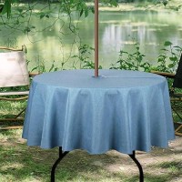 Youngseahome Outdoor Tablecloth Wrinklefree Stain Resistant Waterproof Polyester Fabric Table Cover With Zipper Umbrella Hole F