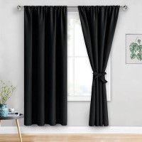 Jiuzhen Blackout Curtains For Bedroom Black Out Curtains 72 Inch Long With Tiebacks Room Darkening Thermal Curtains Light Bl