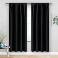 Jiuzhen Blackout Curtains For Bedroom Black Out Curtains 72 Inch Long With Tiebacks Room Darkening Thermal Curtains Light Bl